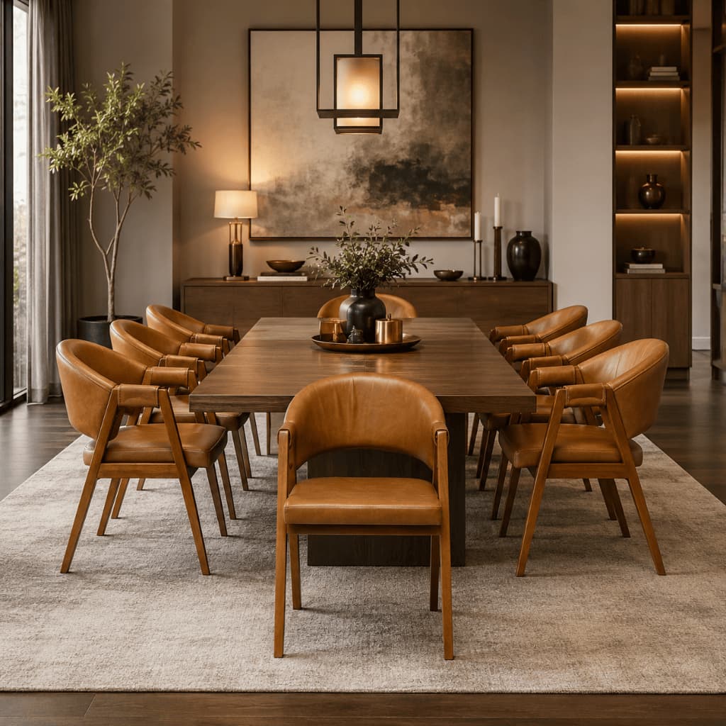 Cadeira de Jantar Kit 8 Cadeiras Madeira Maciça para Mesa Sala de Jantar com Braço Corino Movellu