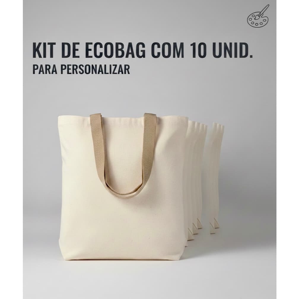 Kit 10 Ecobag Bolsa Sacola Lisa Sustentável Tecido Grosso