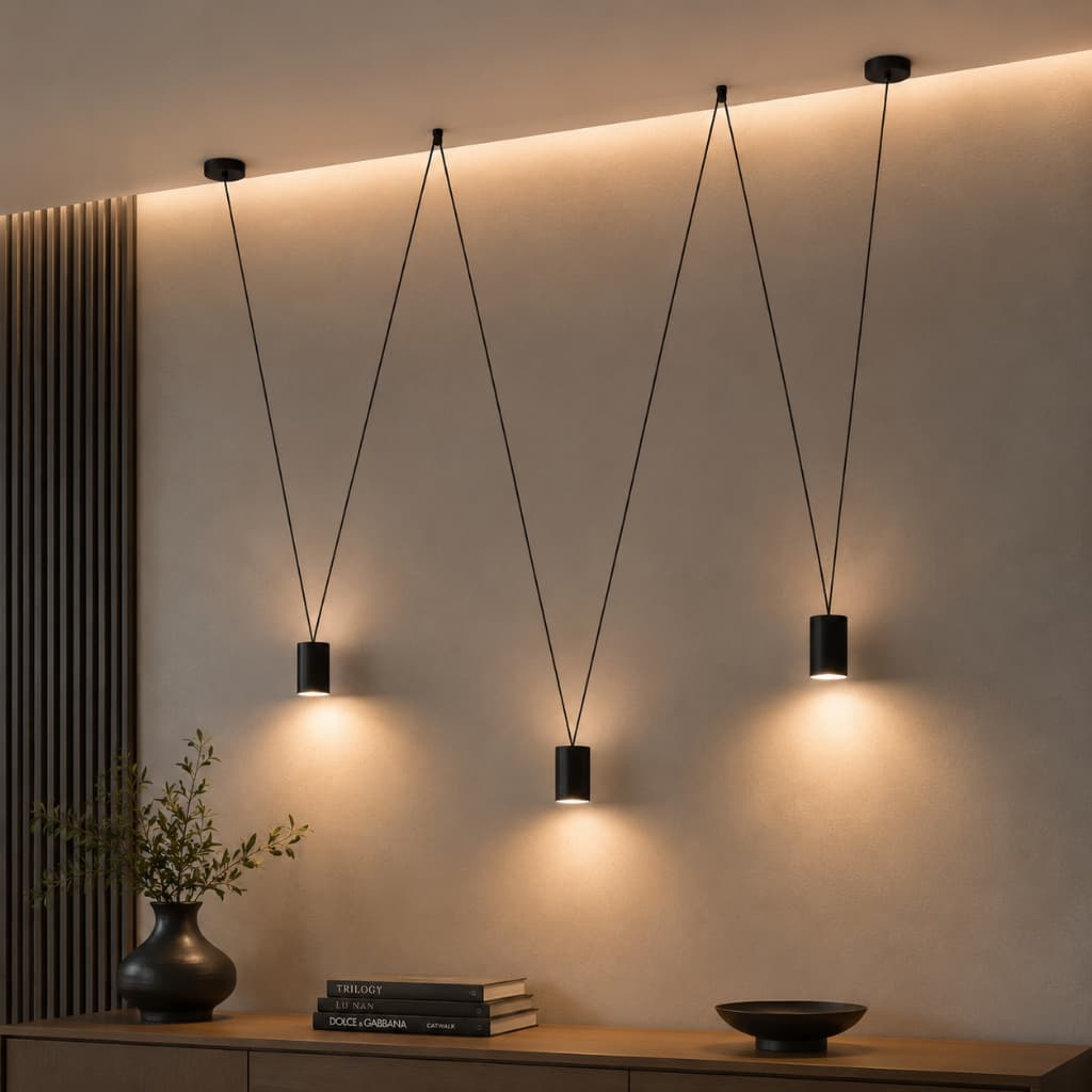 Pendente trio elegante design para lâmpada 3x GU10 cor preto