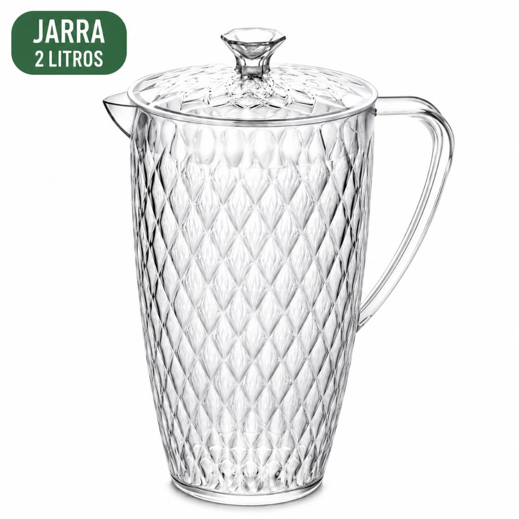 Jarra Acrílica 2 Litros com Tampa Transparente para Suco Água
