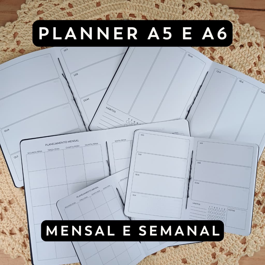 Kit Planner Mensal e Semanal NÃO DATADO Tamanho A5 e A6 / Planejamento / Agenda / Calendário