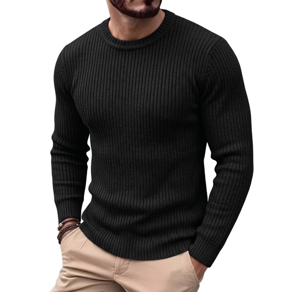 Blusa Masculina Tricot Suéter Gola  Lisa Redonda Suéter Masculino