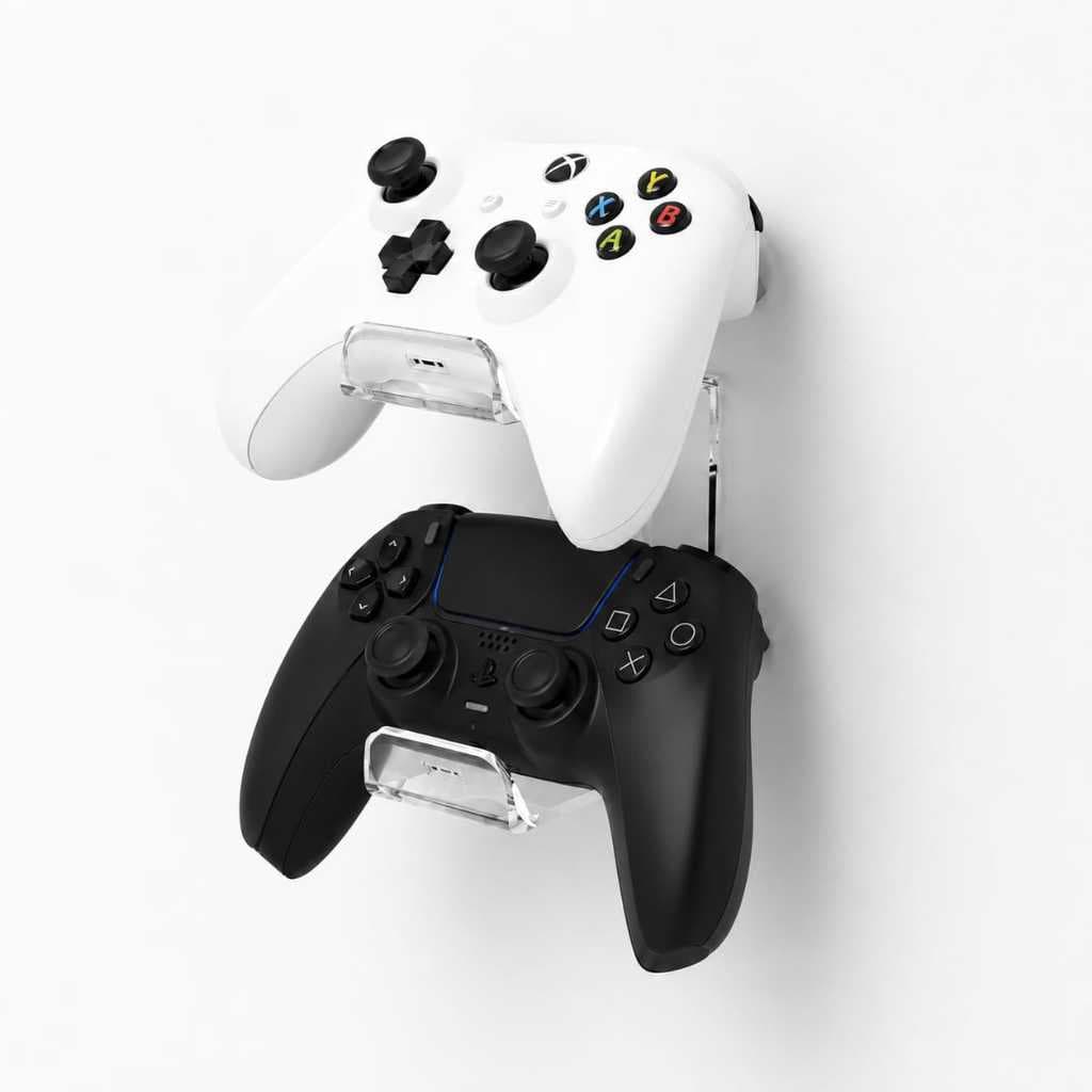 Suporte de controle duplo Play Xbox, PS5, PS4, PS3 Universal Jogos - Acrílico - Parede Discreto