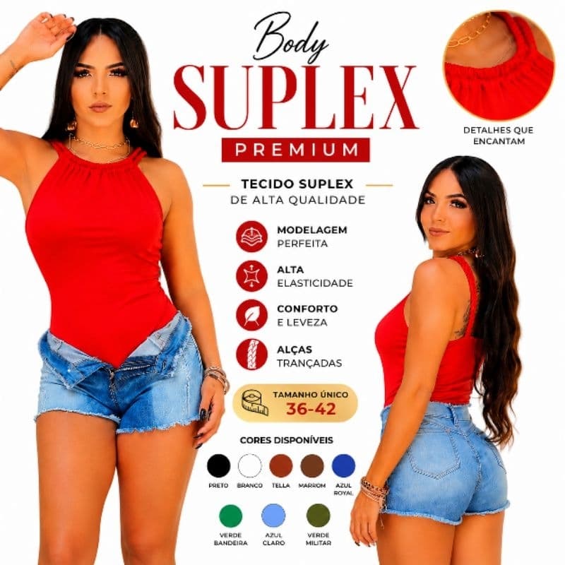 Body Feminino Suplex Alça Trançada Tamanho Único