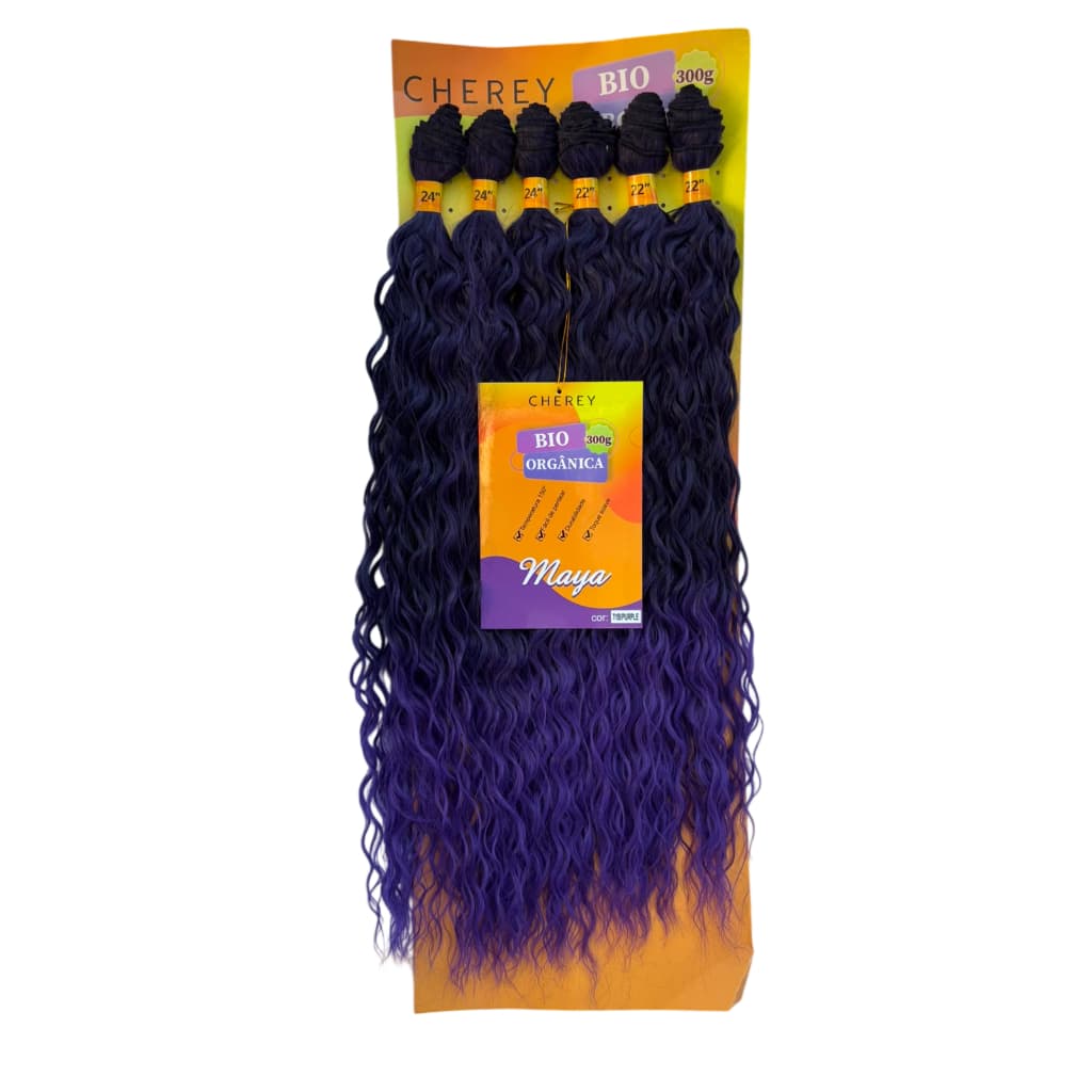 Cabelo Bio Orgânico Maya Cor T1B/Purple Preto Com Roxo 300g Cherey 60cm