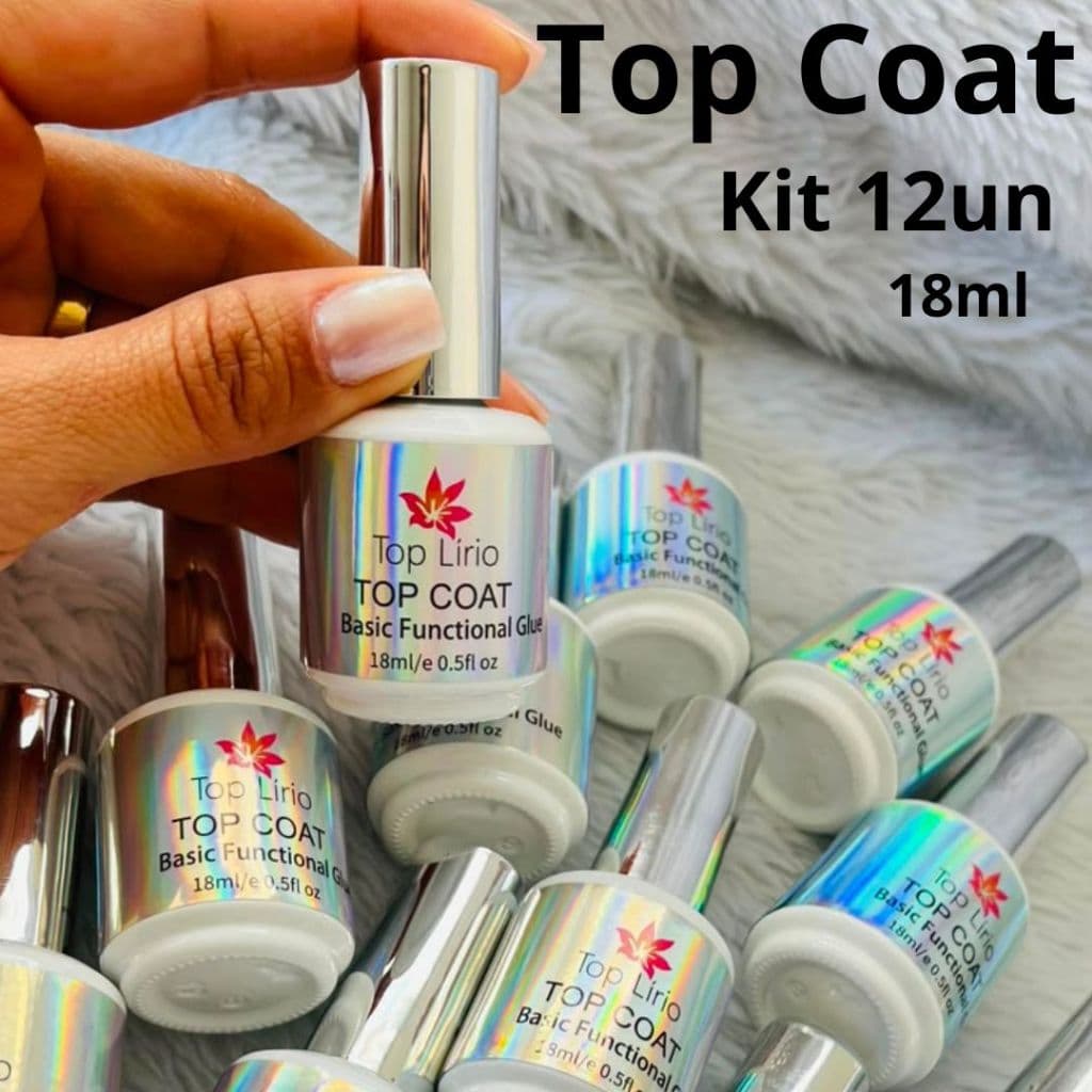 Top coat Lirió Kit 12 unidades Selante Nail Gel Unhas Manicure Acrigel 18 ml - Fórmula Original