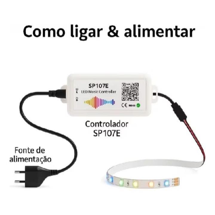 Controlador Bluetooth SP107E adequado para faixa de luz LED RGB WS2811/WS2812 controle música progra