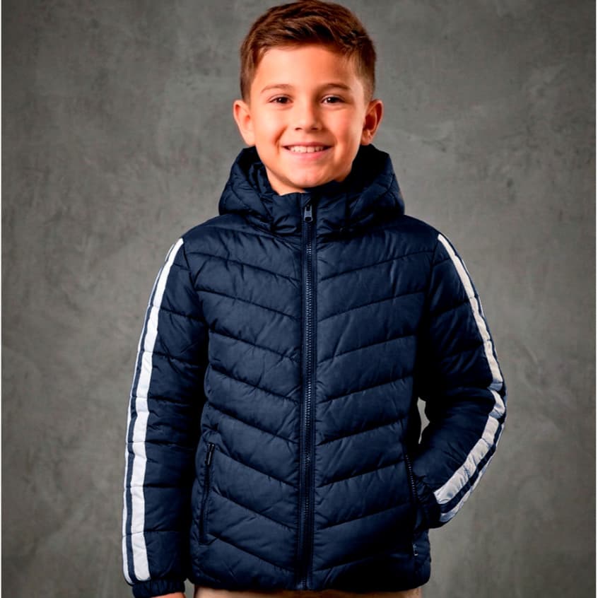 Jaqueta Infantil Bomber Puffer Menino Reforçada Com Capuz Forrada Para o Frio 7164