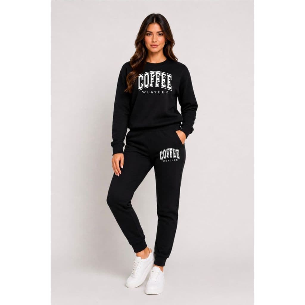 Conjunto Moletom Feminino Coffee Blusa Gola Careca + Calça Moletom Flanelado