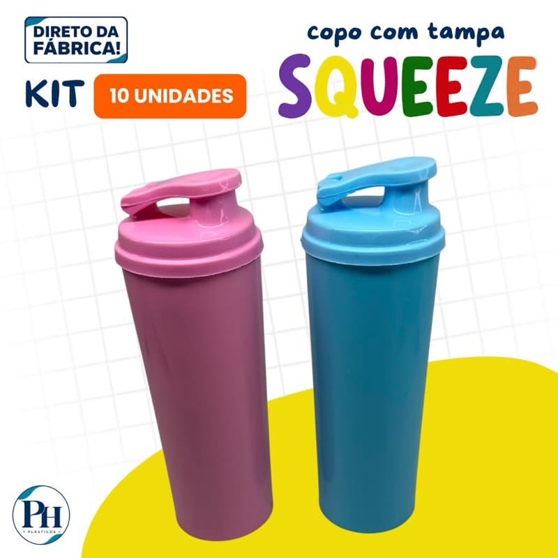 KIT 10 COPOS LONG DRINK 330ML COM TAMPA SQUEEZE | FESTAS, EVENTOS E LEMBRANCINHAS