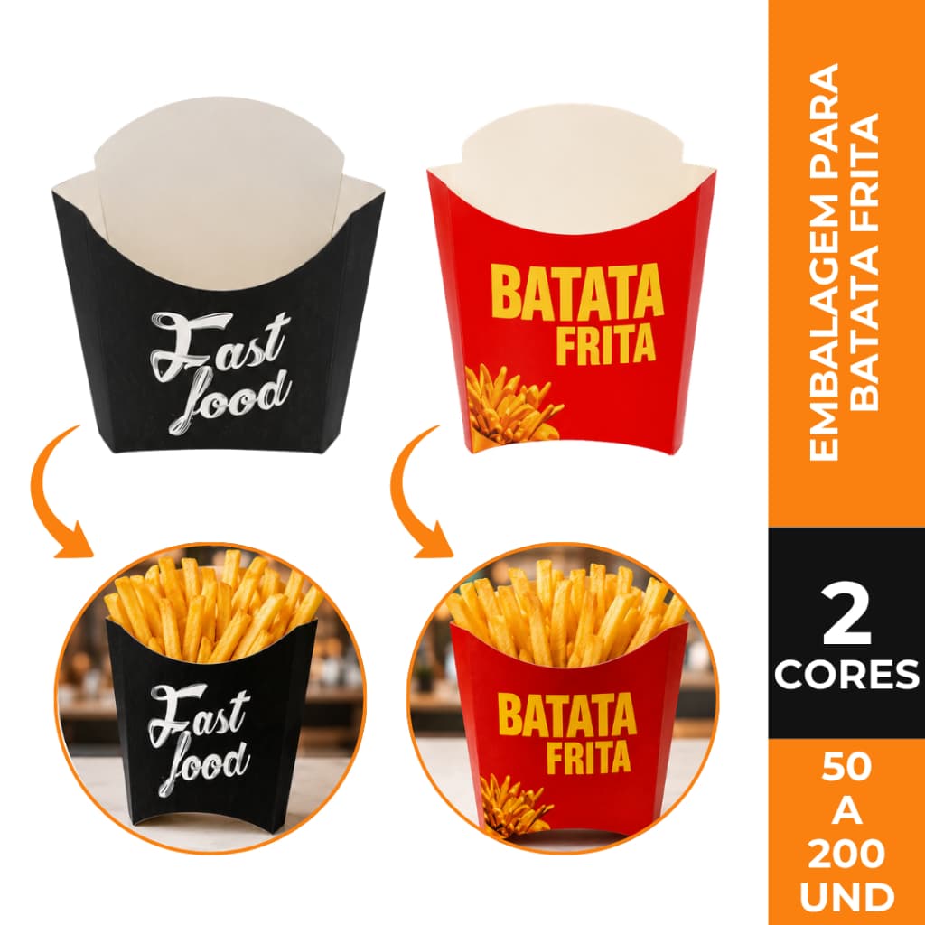 Embalagem Para Batata Frita Caixa Delivery Porta Batata Frita Food Truck Lanchonete Restaurante