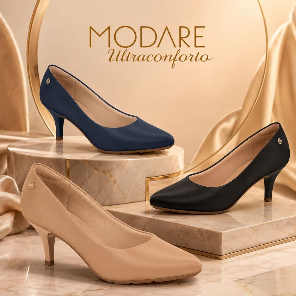 Scarpin Feminino Modare Ultraconforto Salto Stiletto Médio Fino Confortável Calce Fácil Original