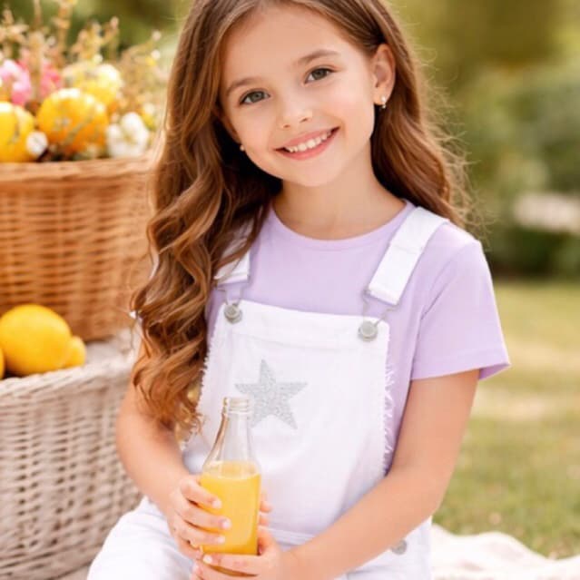 Jardineira jeans para meninas infantil dos tamanhos 1 ao 3 veste super bem