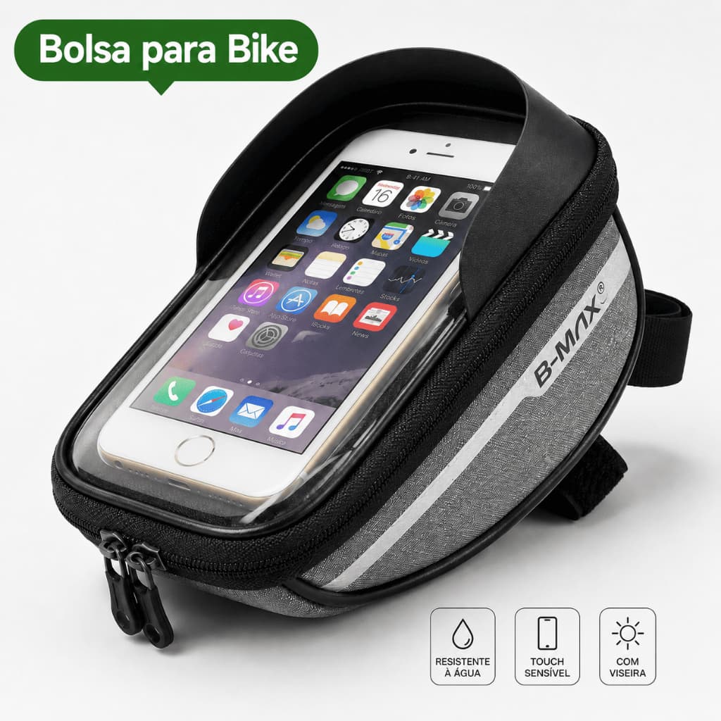 Bolsa Suporte Celular Bike Bicicleta Guidão Case Ciclismo Resistente Água B-MAX