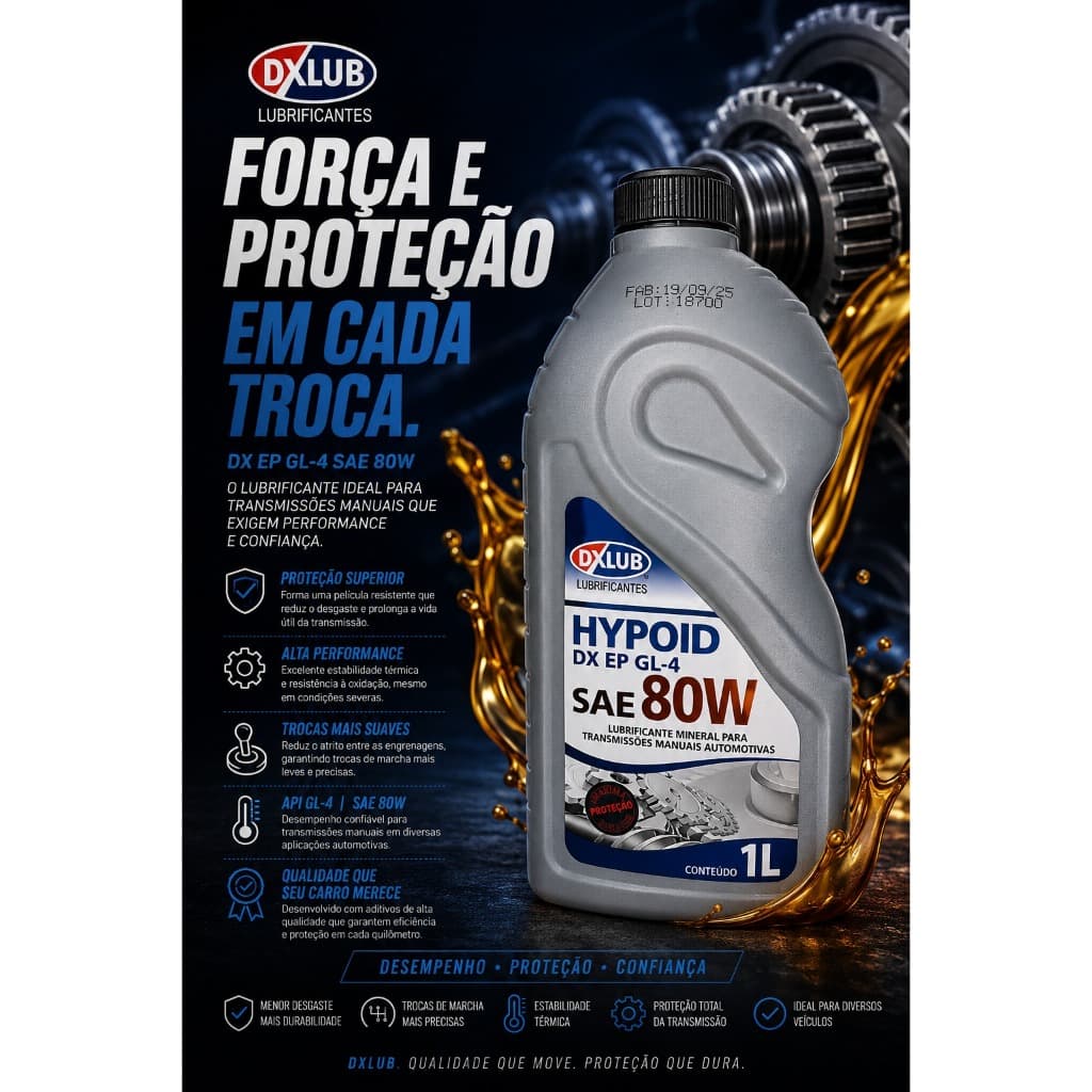 óleo mineral DXLUB Hypoid DX EP GL-4 SAE 80W