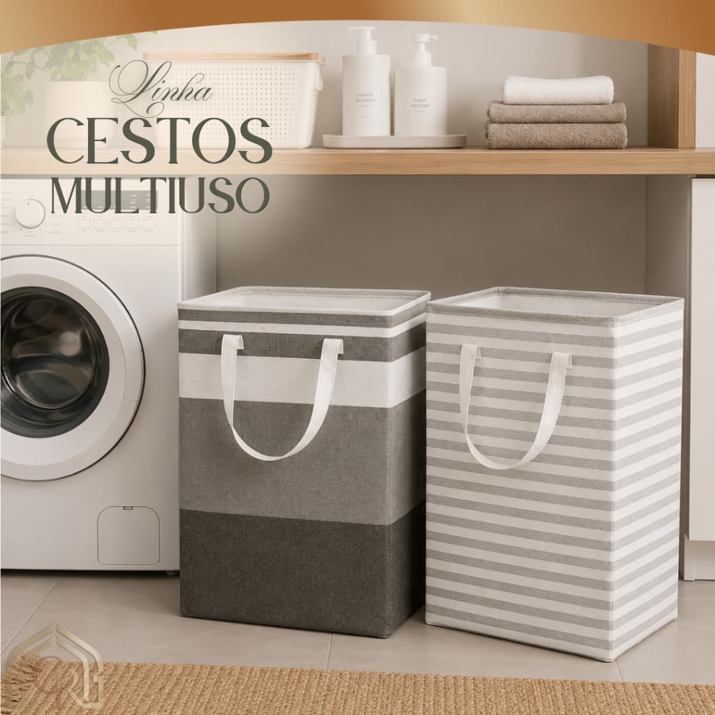 Cesto Multiluso Dobrável Organizacao Armazenamento Pratico Resistente Sortido