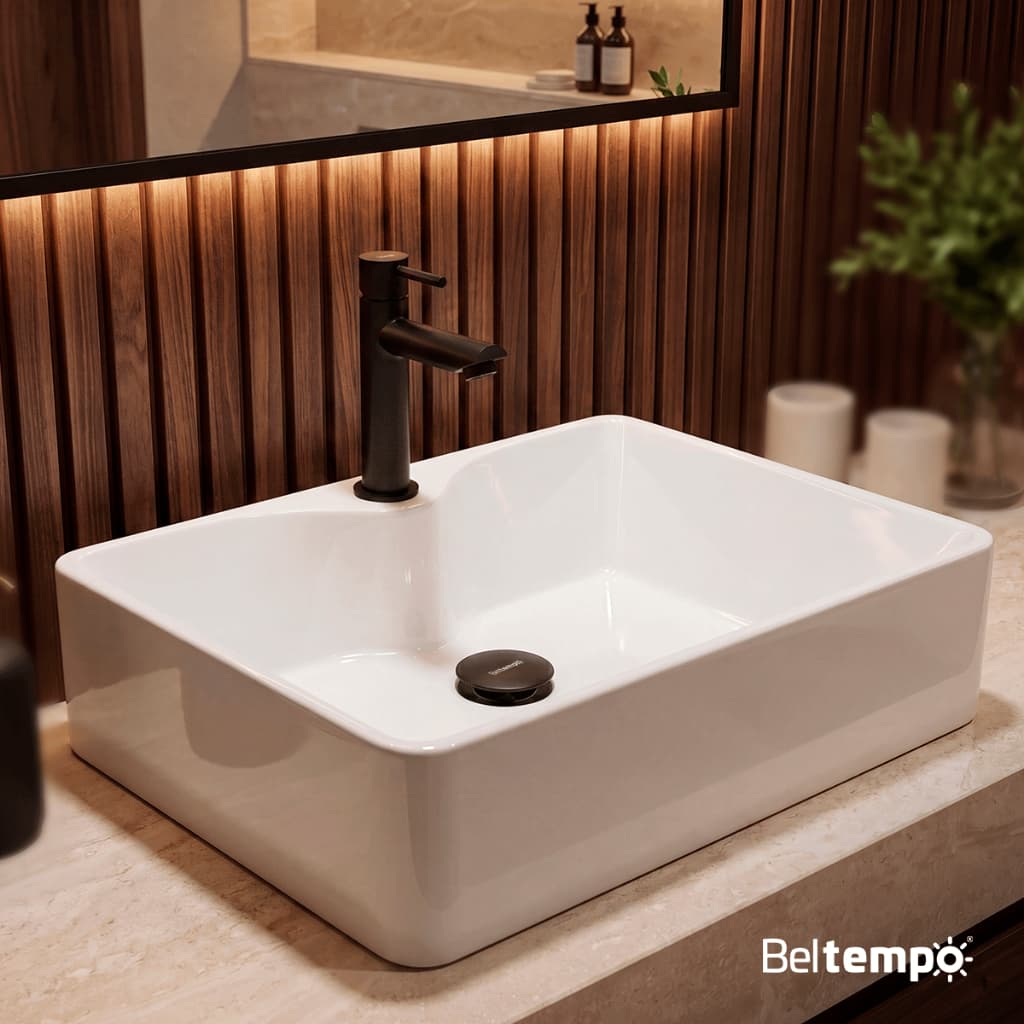 Cuba Pia de Apoio Sobrepor Retangular 48x37 Branca Banheiro Lavabo Beltempo BT-2317