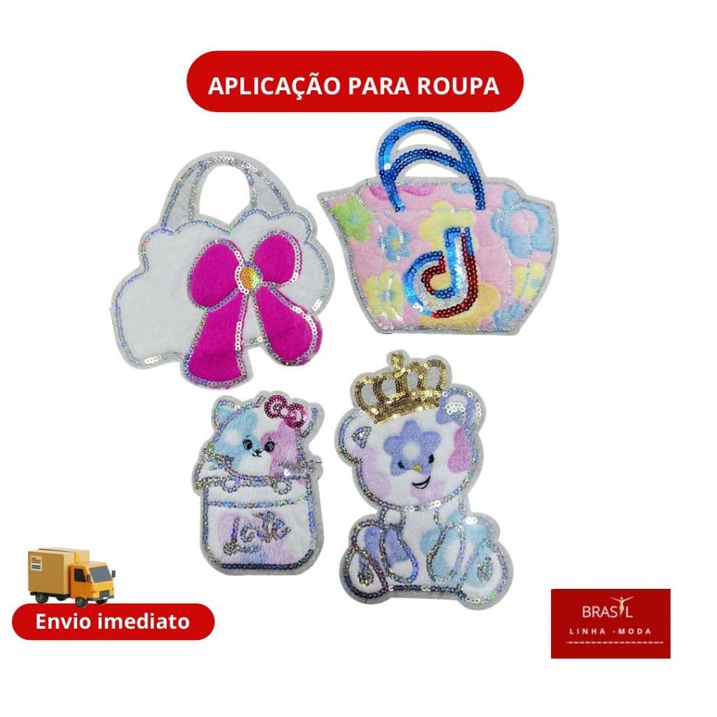 Aplique de Roupa Patch Bordado Lantejoulas para Costurar ou colar