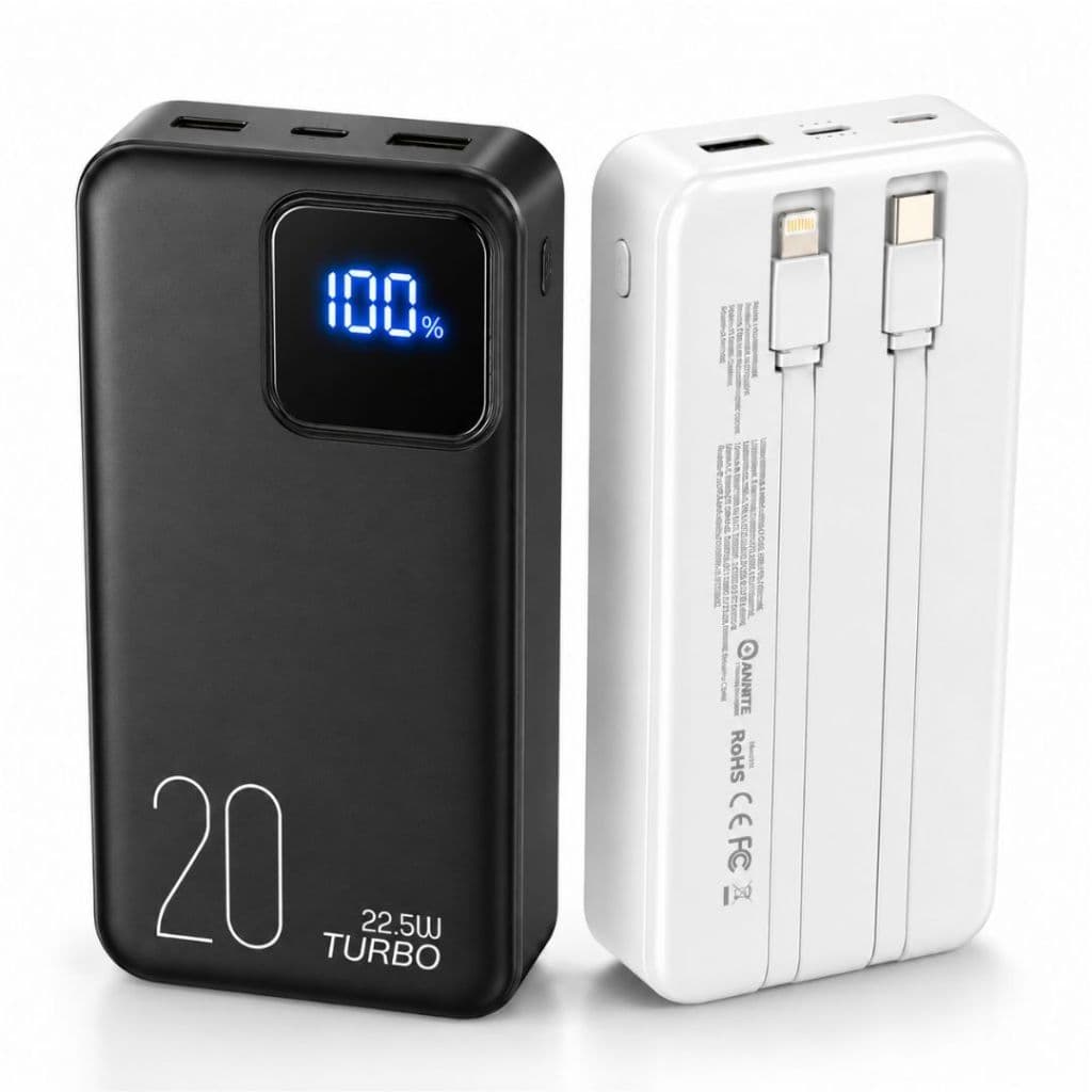 Carregador Portátil Power Bank Bateria 20000mAh 22,5W Turbo Display Tela LED Tipo C Lightning Iphone