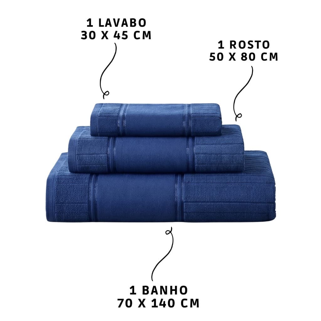 Kit Toalhas Artesanalle Dohler 3 em 1 Para Pintura ou Bordado em Máquina / 1Banho + 1Rosto + 1Lavabo