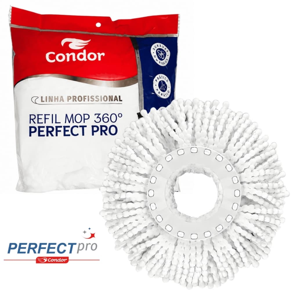 Refil Microfibra 16cm Perfect Pro e Mop Giratório Move 360 Universal Limpeza Esfregão 972231