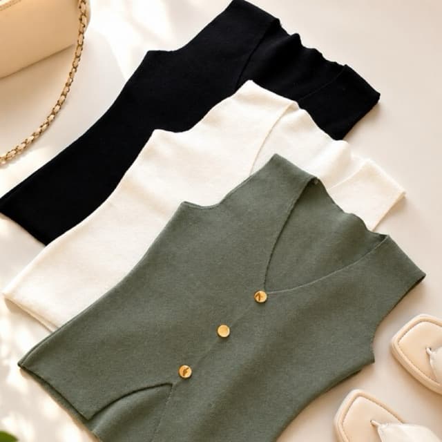 Blusa Colete Tricot Feminino Estilo Regata Alfaiataria Modal Básico Feminino