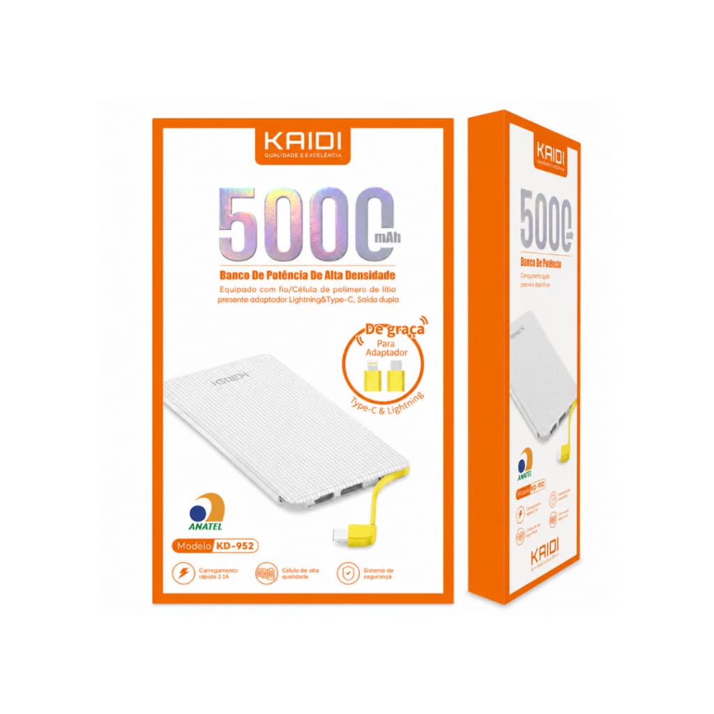 Power Bank Kaidi KD 952 Carregador Portatil P/ Celular Turbo