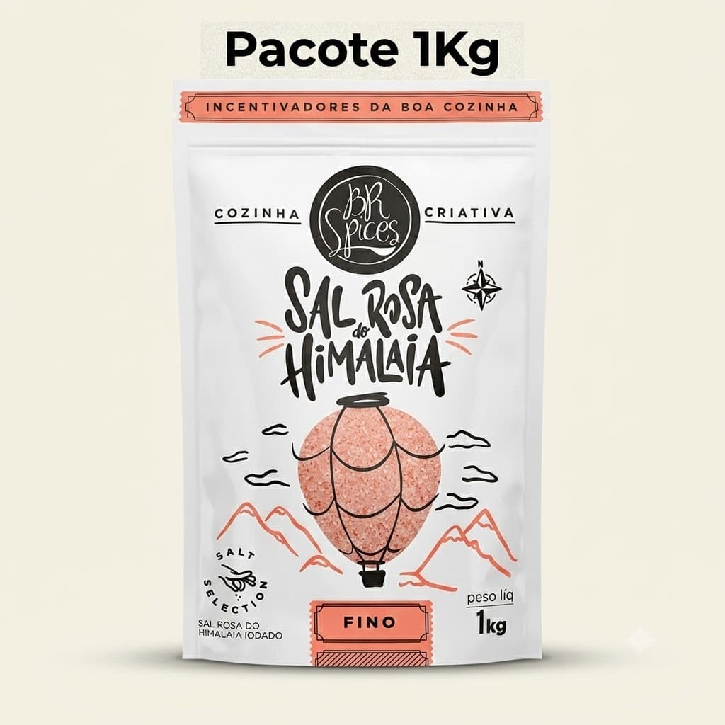 Sal Rosa Do Himalaia 1Kg Fino Iodato BR Spices Pouch