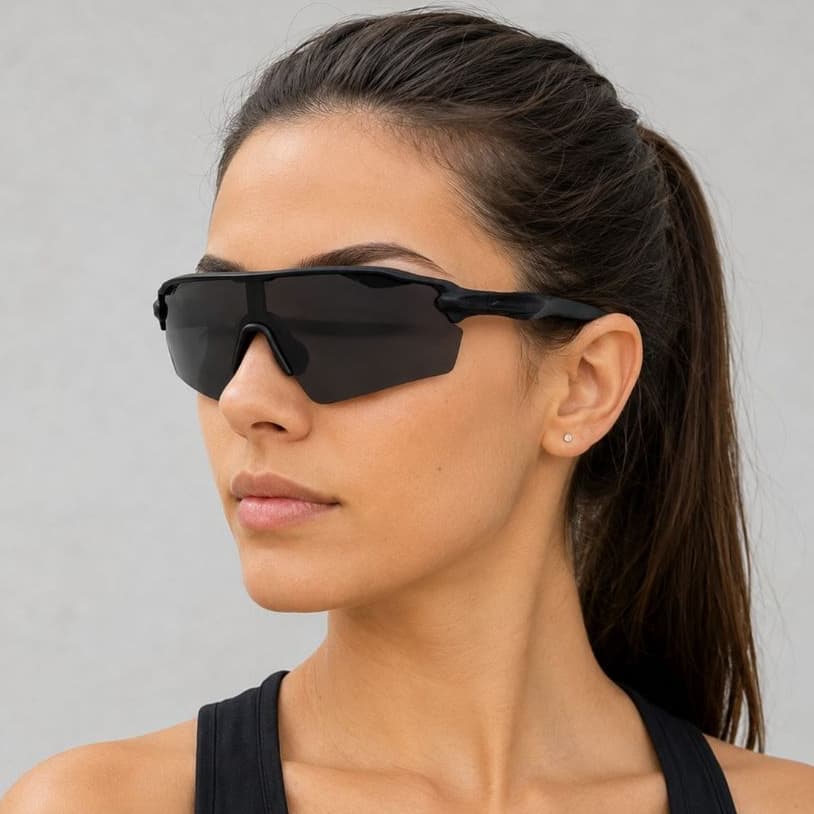 Óculos de Sol Esportivo de Corrida Preto Premium Unissex UV400 Proteção UV Estiloso