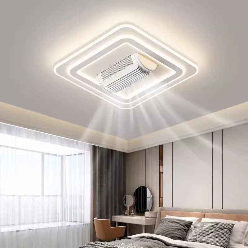 Luminária de teto com ventilador sem pás, luz LED espectro completo, motor cobre inversor
