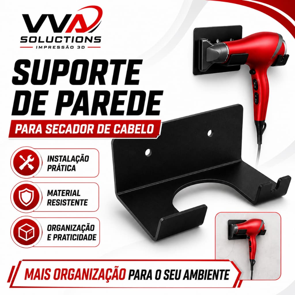 Suporte Porta Secador de Cabelo Universal Organizador Banheiro parede cabeleireiro