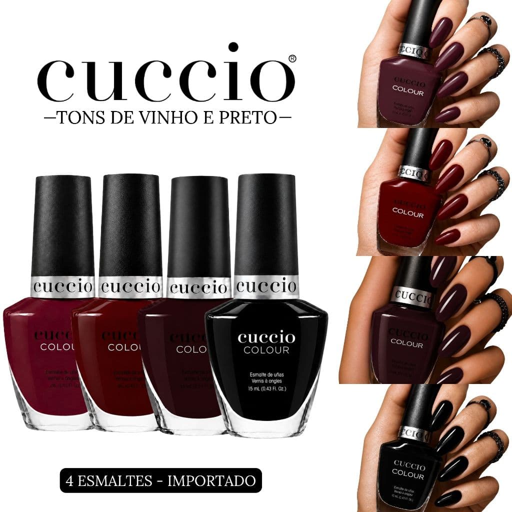 Kit Esmaltes Cuccio Colour Importados Tons Vinhos 15ml Esmaltes Atacado
