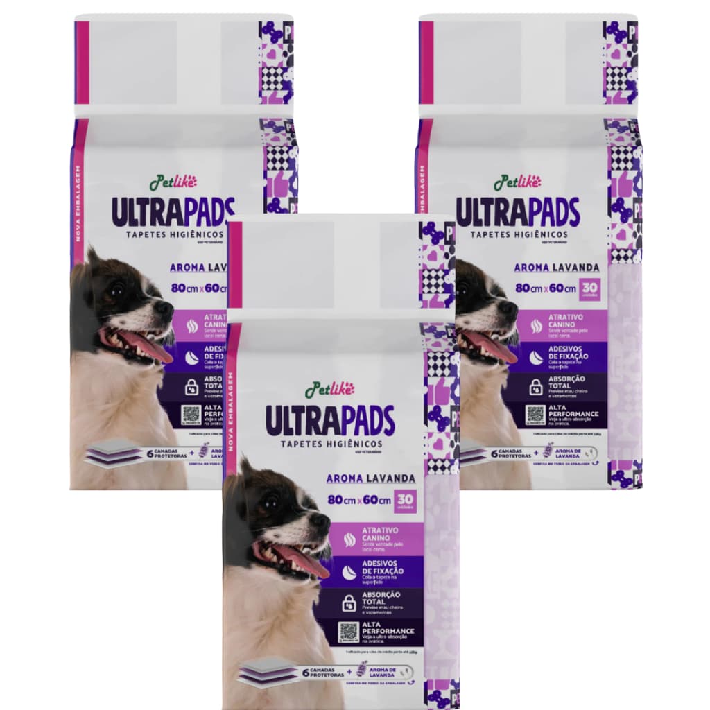 Tapete Higiênico 30/60/90 Para Cães Ultra Pads Lavanda 80x60cm PetLike