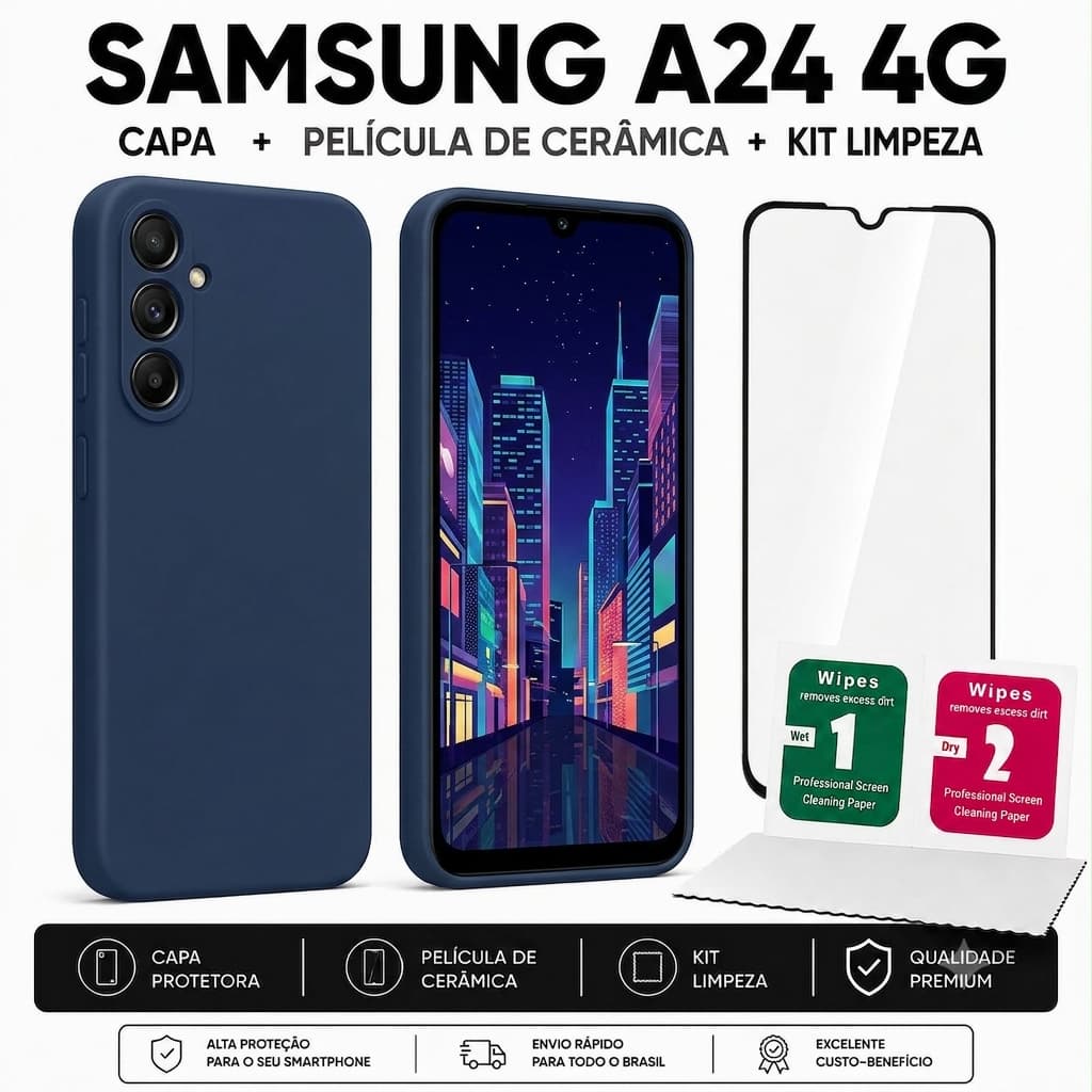 Samsung Galaxy A24 4G | Kit Capinha Premium + Película Cerâmica 9D