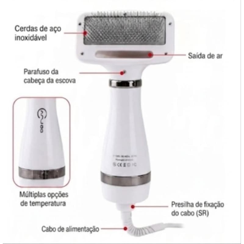 Secador 2 em 1 para Pets com Baixo Ruído e 2 Níveis de Temperatura