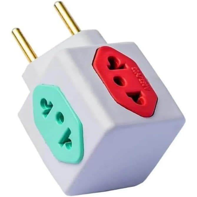 Adaptador de Tomada Tipo Cubo Universal 10A/20A Bivolt Pino Fino e Grosso