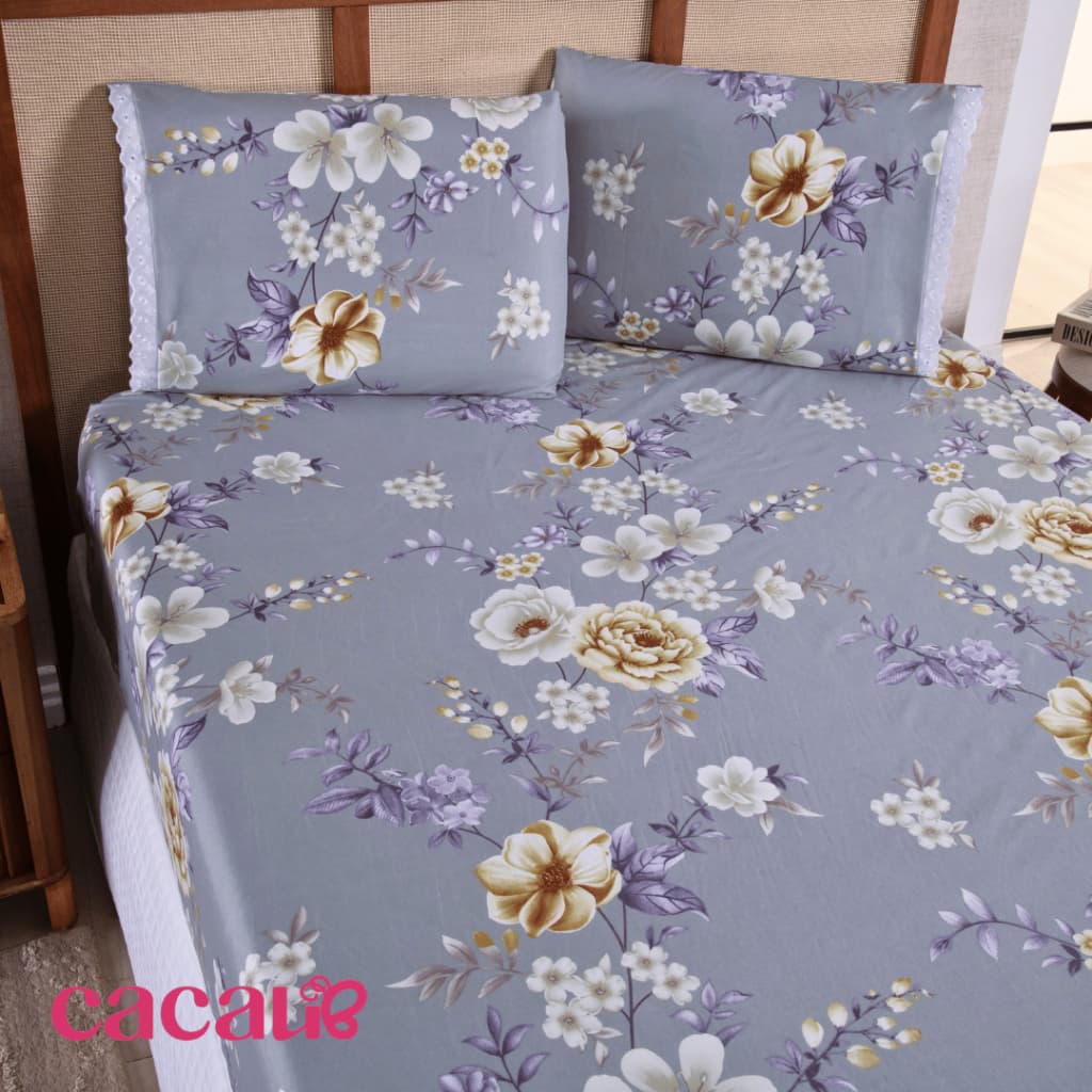 Jogo de Lençol Queen 03 Peças Estampado Micro Percal