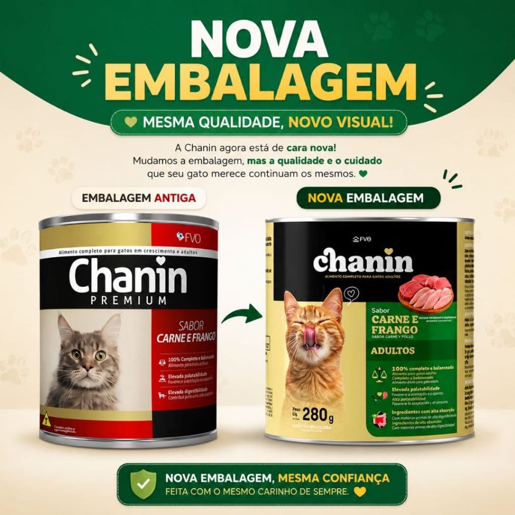 Patês Chanin Premium P/ Gatos Sabor Carne e frango 280g