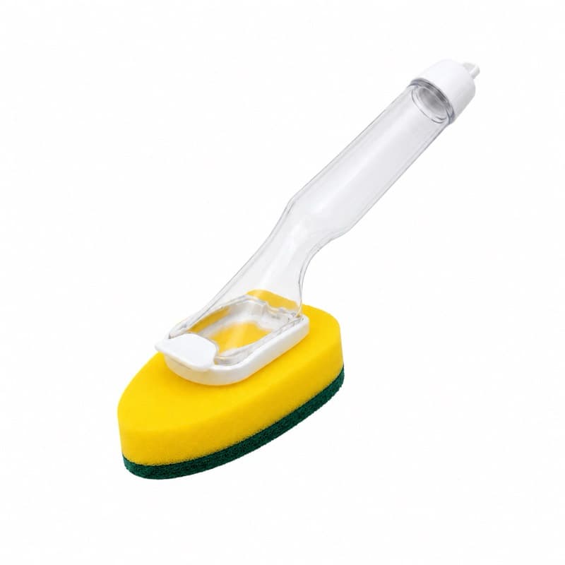 Esponja com Cabo Dispenser de Detergente Bucha Lava Louça Multiuso Recarregável para Cozinha e Pia