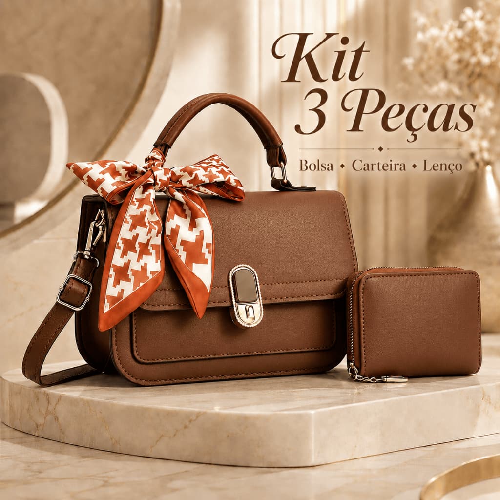 bolsa transversal feminina kit carteira laço decorativo alça regulavel estilo sofisticado casual