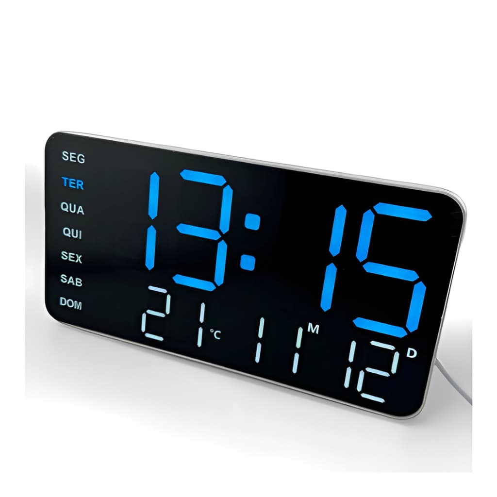 Relógio Digital de Mesa Com LED De Parede Despertador Calendário Alarme Data Temperatura Casa Academia KAPBOM