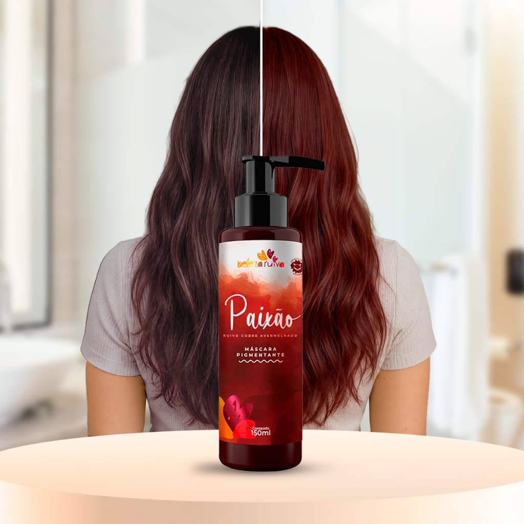 Tonalizante Ruivo Cobre Avermelhado Paixão 150ml Sem Amônia Vegano Beleza Ruiva Intensifica a Cor e o Brilho