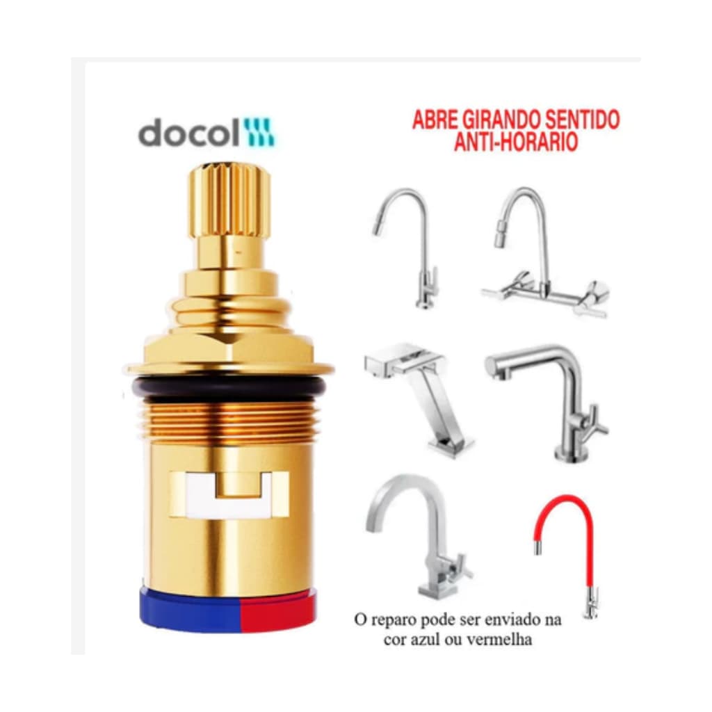 Reparo Torneira Misturador 1/4 Volta Gali Docol Abre Anti Horario Compativel Estria Docol