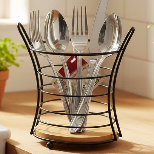 Suporte De Talheres Decorado Base Bambu Porta Utensílios Luxo Organizador Mesa Posta Porta Talheres