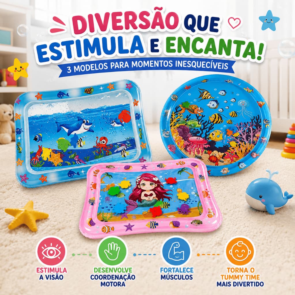 Tapete De Água Para Bebê Tummy Time Sensorial Inflável