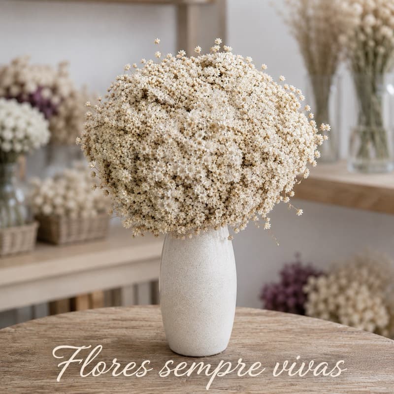 Sempre Viva Branca Natural Flor Seca Premium Decoração Arranjos Artesanato Vasos
