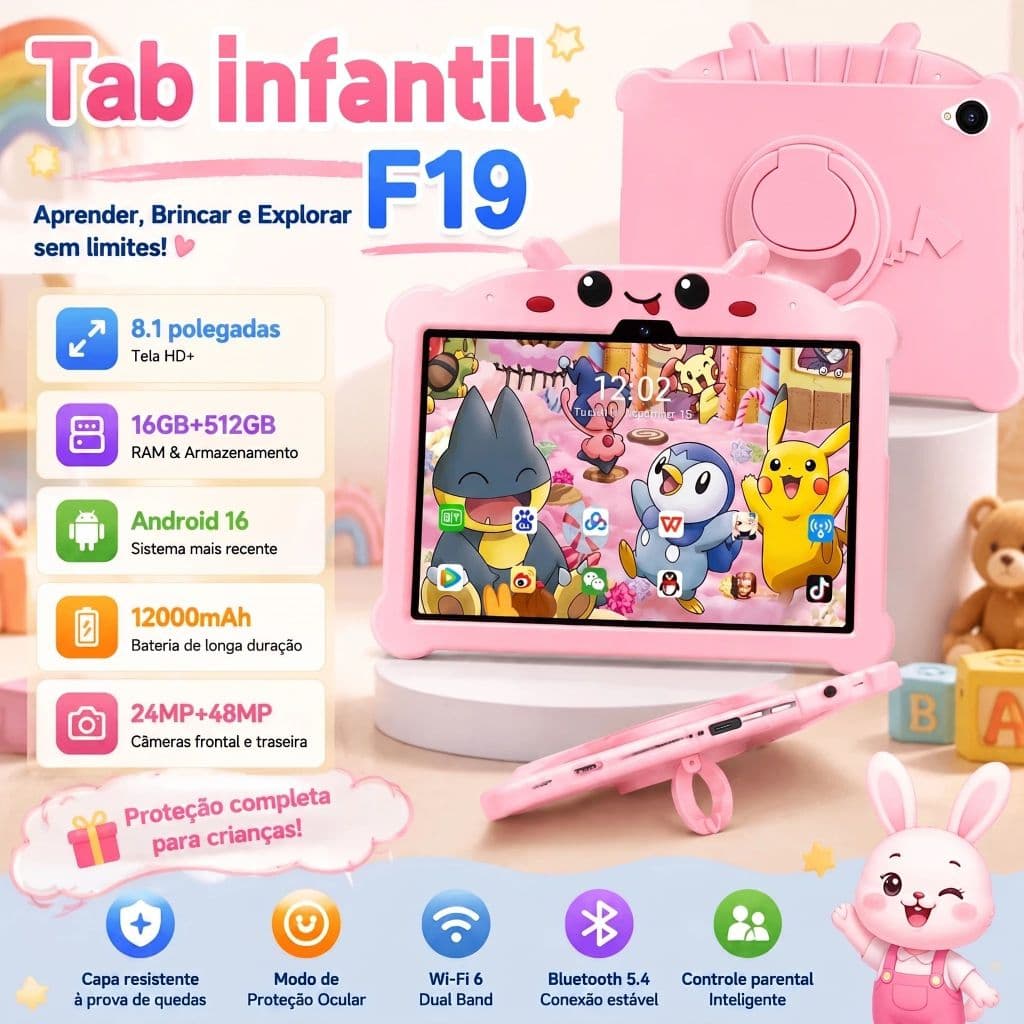 New 8.1 Inch F19 Kids Tablet Gift Children Learning Educational Tablets Android 16