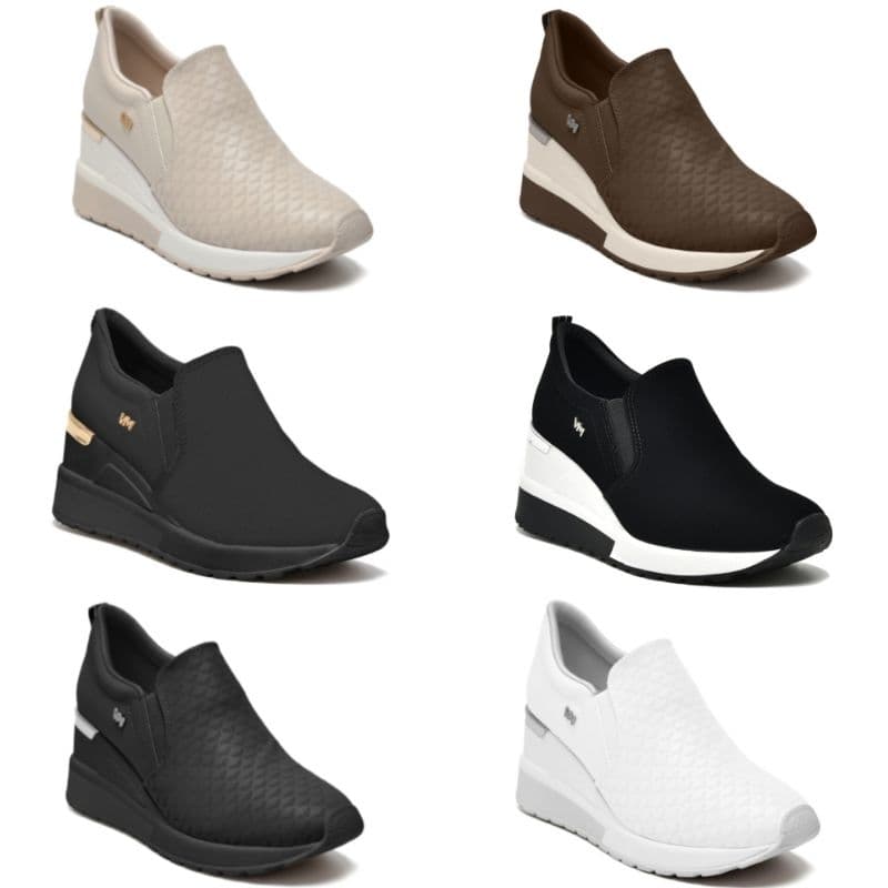 Tênis Anabela Sneaker Via Marte Plataforma Sem Cadarço Slip On