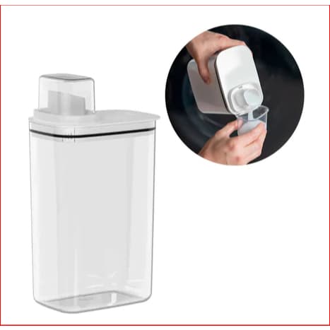 Dispenser Para Sabão Em Pó/Líquido Flow 1,5 l sistema anti-desperdício vedação armazena Organizador Lavanderia