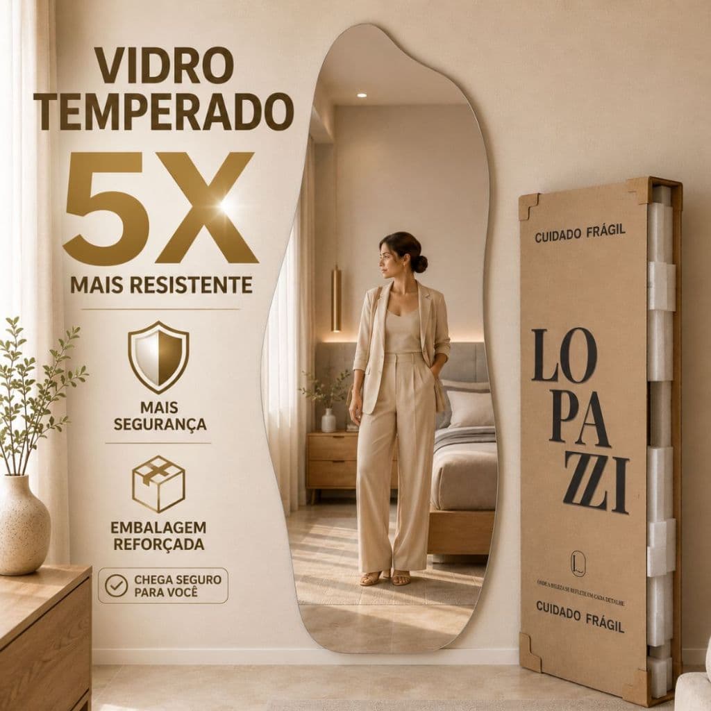 Espelho Rocco Orgânico Grande 150cm x 60cm 170cm x 70cm Decorativo Corpo Inteiro de Chão Quarto Sala Salão hall